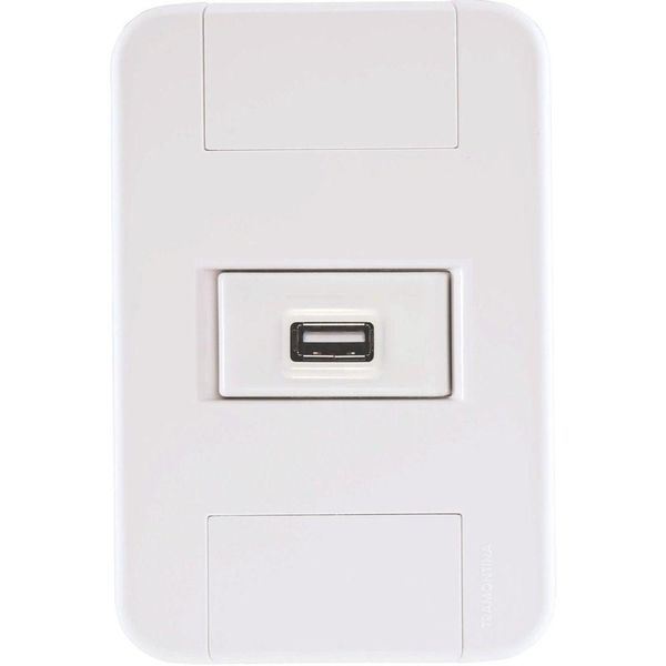 Conjunto 4x2 Com 1 Tomada Usb 1,5 A Bivolt Tramontina Tablet Branco Tramontina