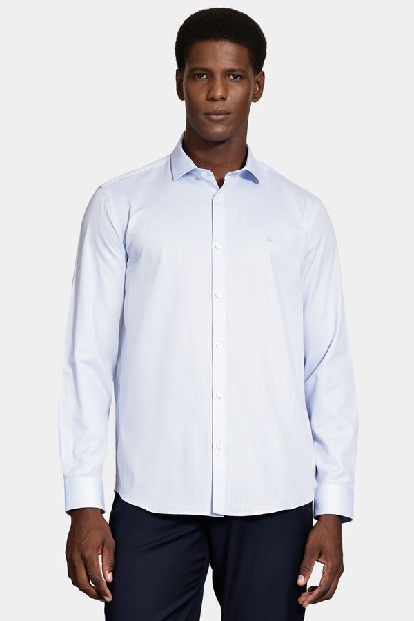 Camisa Manga Longa Regular Tricoline Maquineta Azul Claro - XGG