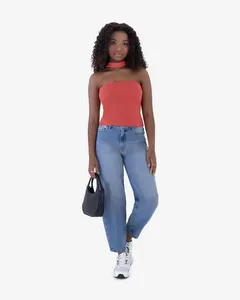 Blusa Infantil Menina Sem Alças Com Gola Em Ribana Malwee Kids Rosa - 12