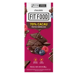 Chocolate Fit Food Chocolate 70% Cacau Frutas Vermelhas 80g