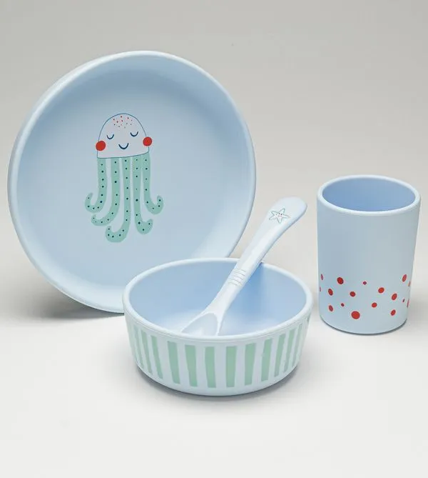 Kit Refeição em Silicone com 4 peças Oceano Twibex Oceano
