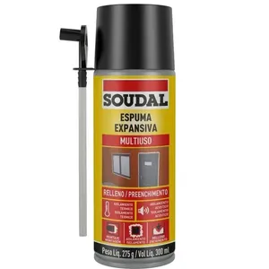 Espuma Expansiva PU Manual Multiuso 300ML Isolamento Térmico e Acústico Bege Soudal Espuma Expansiva PU Manual Multiuso 300ML Isolamento Bege Soudal