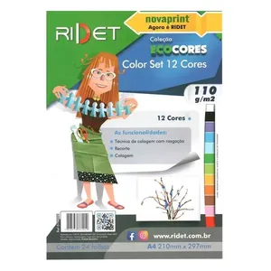 Bloco Ecocores Color Set 12 Cores 24 Folhas A4 110g 21x29,7cm 010001 - Ridet