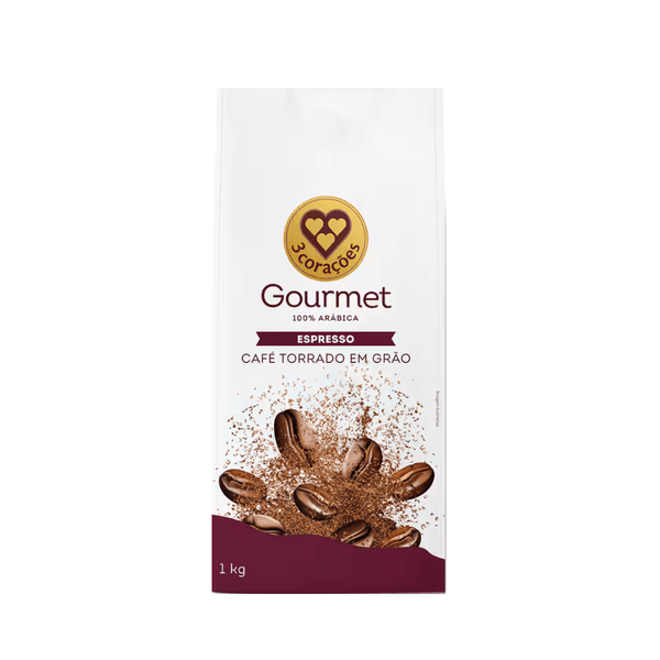 Café Torrado em Grão Gourmet Espresso 3 Corações – 1kg
