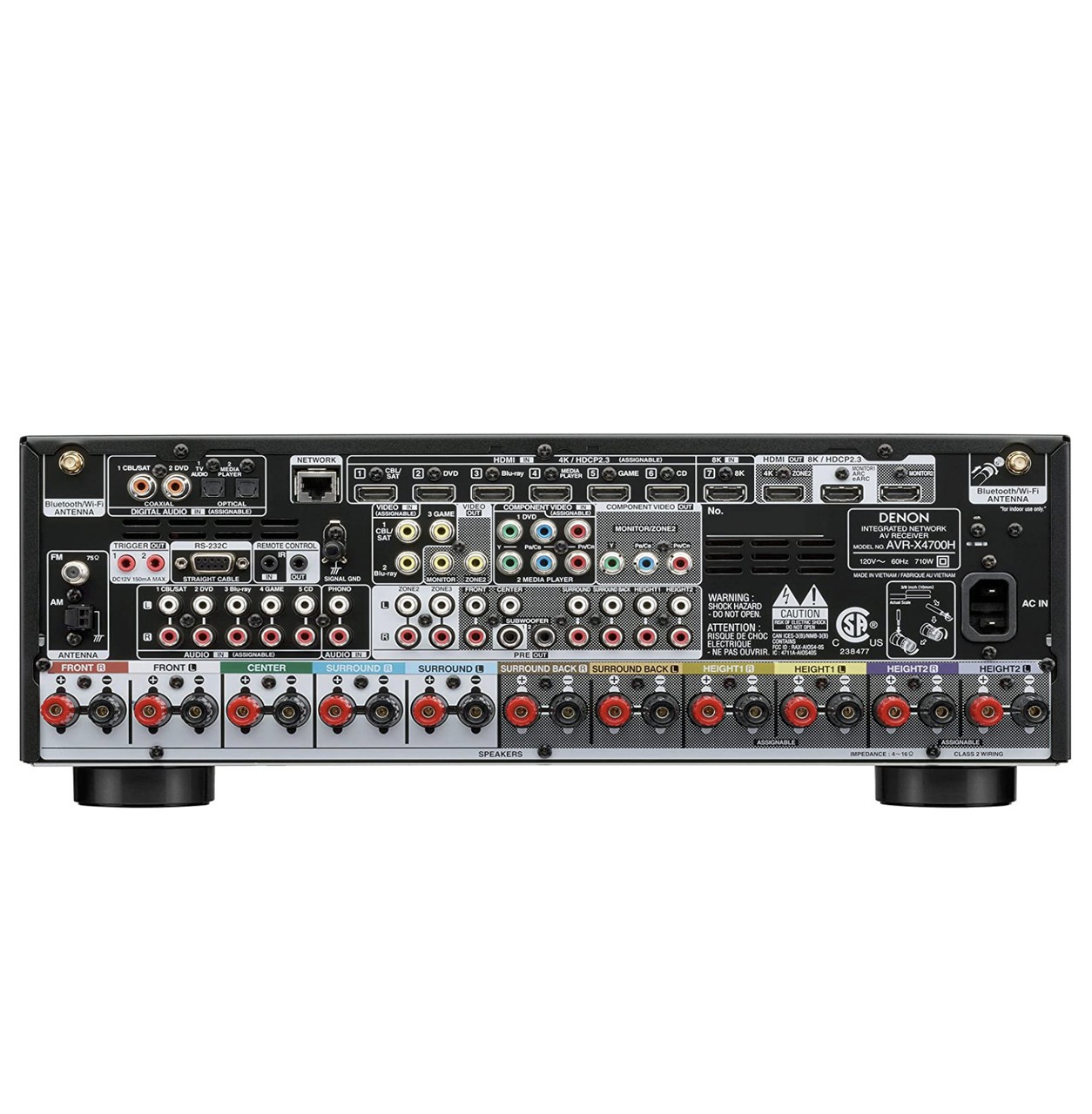 Receiver Denon AVR-X4700H 8K 9.2 Canais Bluetooth Wifi Dolby Atmos Heos Wireless HDR HDMI 110V