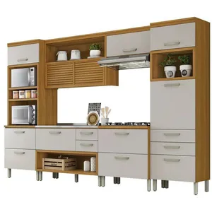 Cozinha Completa em MDF Princesa com 8 Portas 7 Gavetas Nesher Freijo e Off White