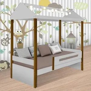 Cama Casa Solt. Sara Branco/mel C/ Led E Colchão