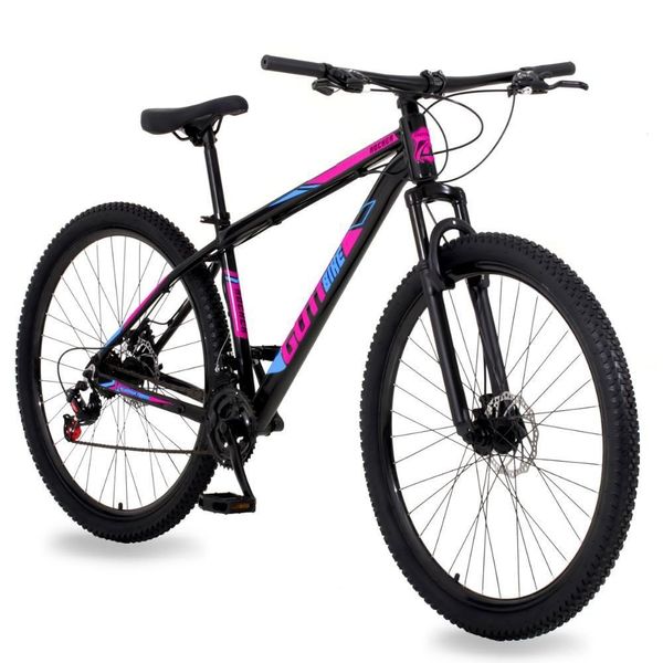 Bicicleta Aro 29 Gott 24 Marchas Câmbio Traseiro Shimano 15.5 Preto Rosa Azul