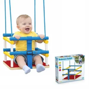 Balanço Infantil em Madeira com Grade de Proteção Cinto de Segurança e Assento Ergonômico Vermelho Utibom Balanço Infantil em MDF com Cinto de Segurança Assento Ergonômico Vermelho Utibom