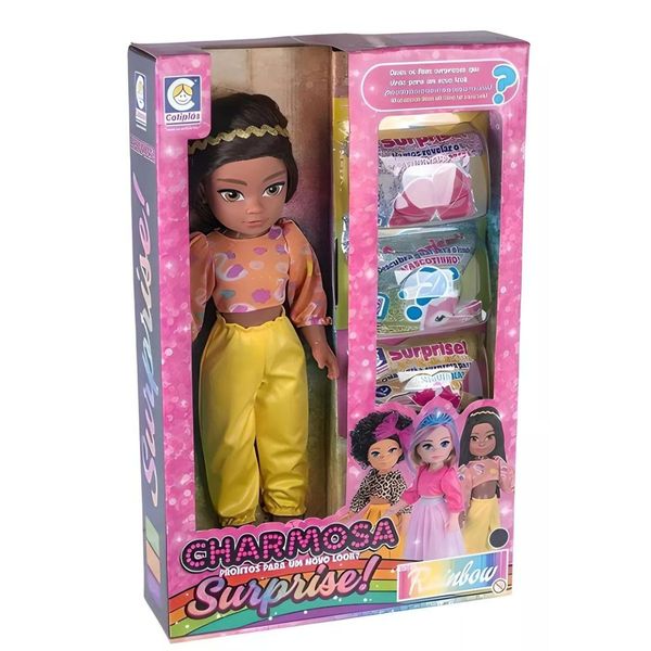 Boneca Charmosa Surprise Morena Cotiplas 2664