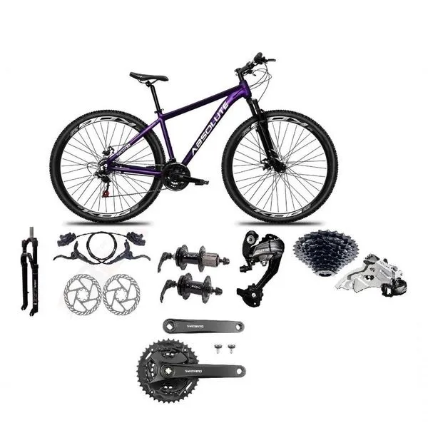 Bicicleta Aro 29 Absolute Nero 5 Câmbios 27v Shimano Altus Freios Hidráulicos - Roxo Tam.15