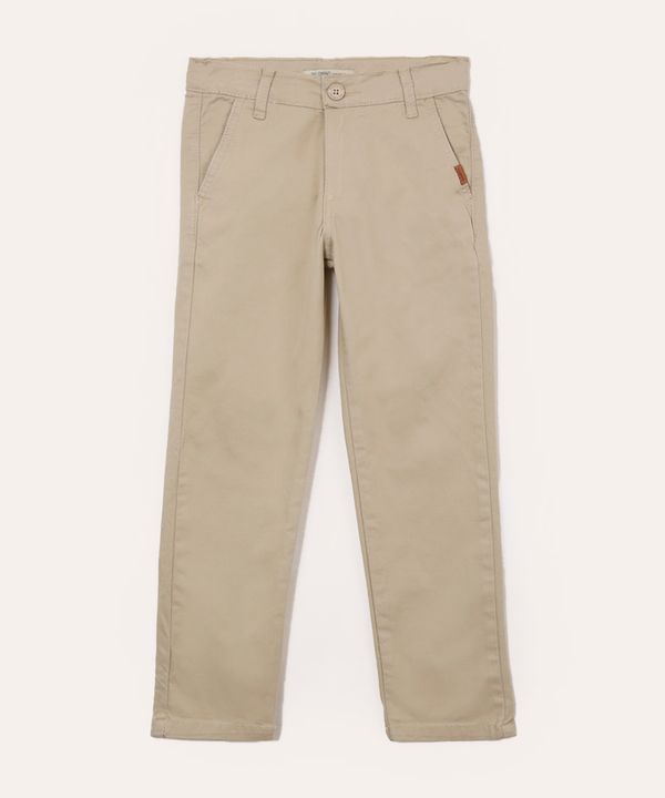 calça slim de sarja infantil com bolsos chino bege 6