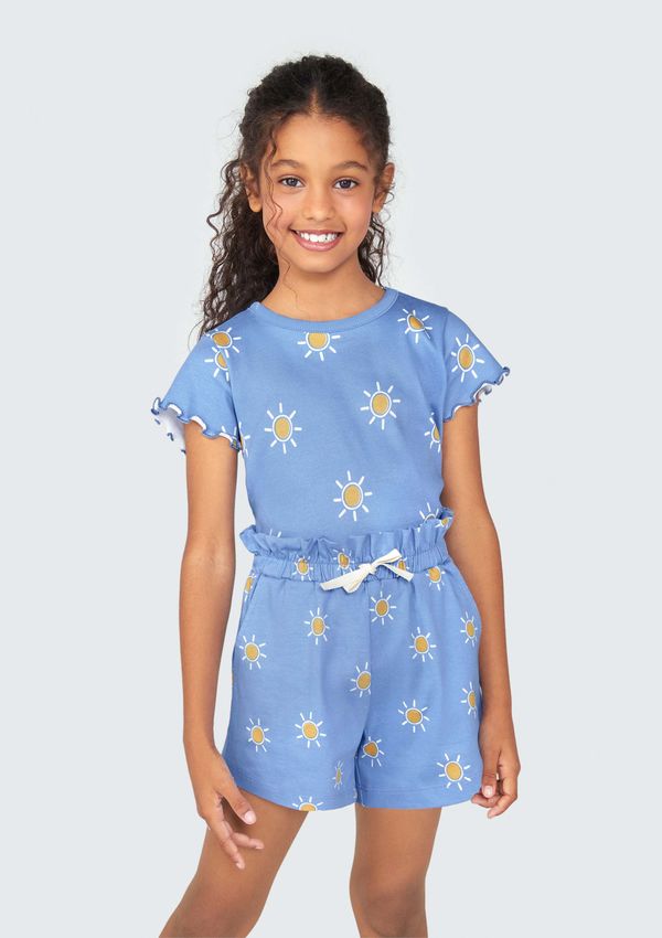 Shorts Básico Infantil Menina Clochard Estampado - Azul 014