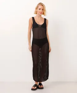 vestido longo saída de praia telinha preto M