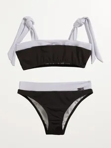 Biquíni Top Juvenil Para Menina - PRETO/BRANCO 14