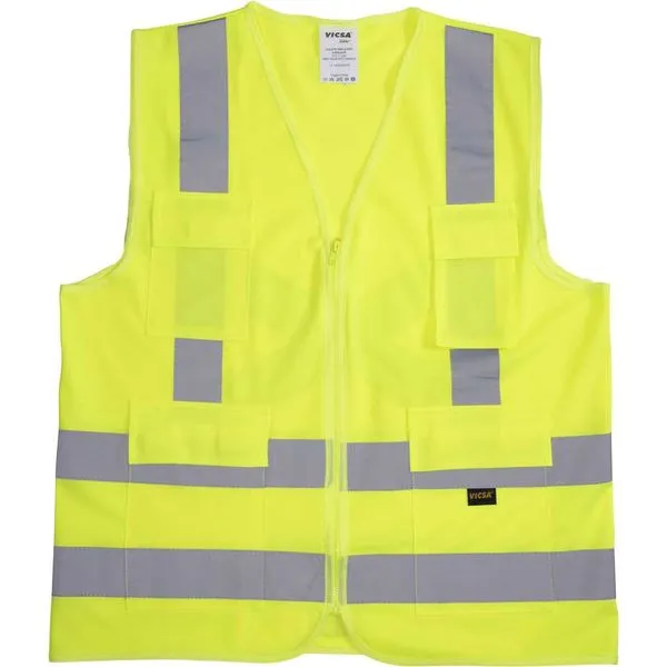 Colete sinalização 4 bolso refletivo verde fluorescente XG VIC71230 VICSA