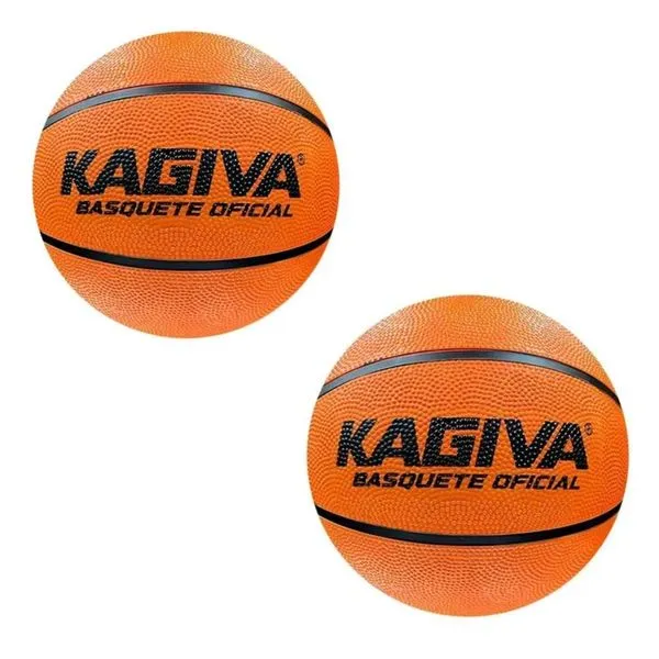 Kit 2 Bola de Basquete Tamanho 7 Oficial em Borracha Laranja para Quadra Externa Kagiva Kit 2 Bola de Basquete Tamanho 7 Oficial em Borracha Laranja Kagiva