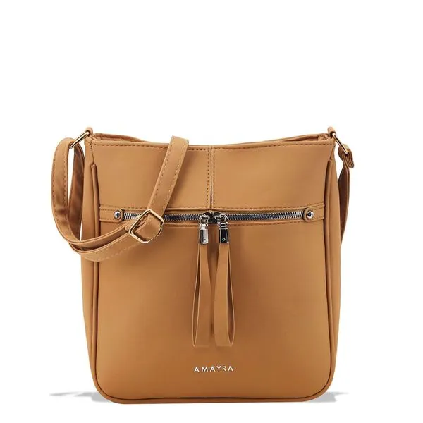 Bolsa Transversal Crossbody Floralis Amayra CAMEL