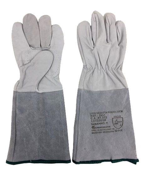 Luva Vaqueta Carbografite Punho 20cm. orelha Cinza