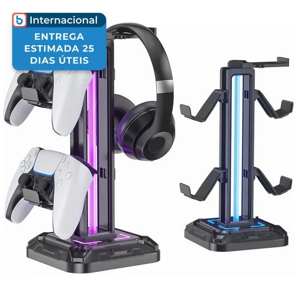 Suporte Para Headphone E Controle KDD RGB Preto A-MBI