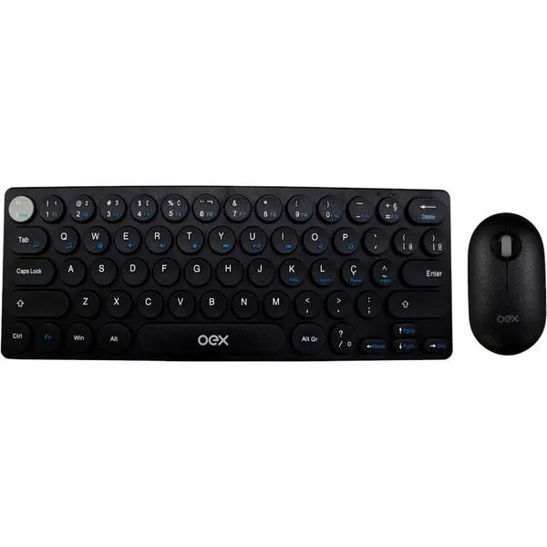 Teclado E Mouse Sem Fio OEX Retrô Preto TM409