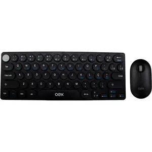 Teclado E Mouse Sem Fio OEX Retrô Preto TM409