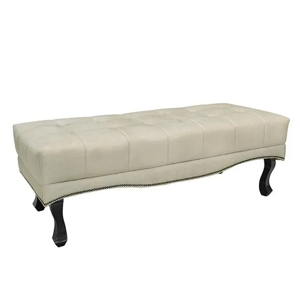 Recamier Decorativo 140cm Loewe Veludo Pés de Madeira Bege - Gran Belo