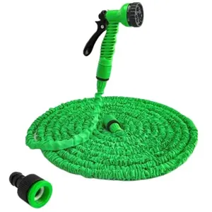 Mangueira Retrátil Extensiva 30 Metros Verde Expansível com Bico Spray e Conector Universal Veendre Store Mangueira Retrátil Extensiva 30 Metros Verde com Bico Spray Multijato Veendre Store