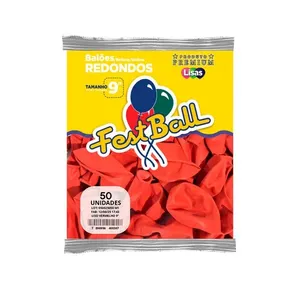 Balão Liso 9 Polegadas Vermelho 50 Unidades 191 - Festball