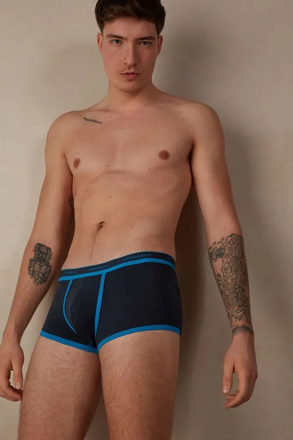 Cueca Boxer Em Algodão Supima Com Logotipo - Preto M