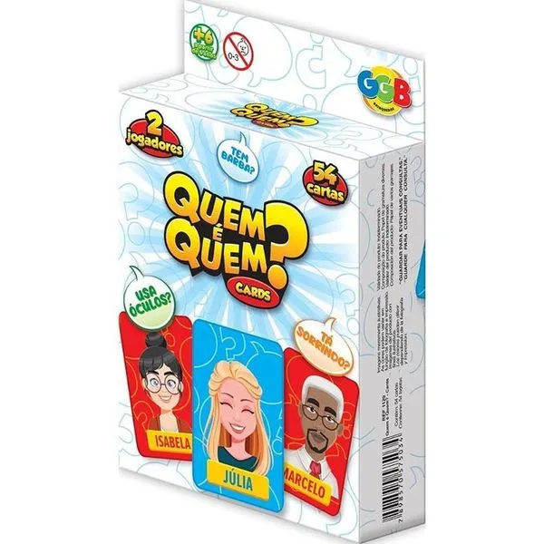 Jogo de Cartas Quem É Quem? 54 Cartas Adivinhação de Personagens Compacto GGB Plast Jogo de Cartas Quem É Quem? Adivinhação de Personagens Compacto GGB Plast