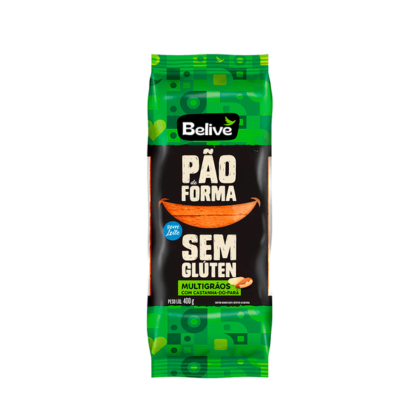 Pão de Forma Sem Glúten Sem Lactose Sem Leite Multigrãos Belive – 400g