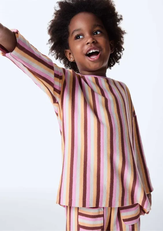 Blusa Infantil Menina Fio Tinto Oversized - Laranja 004
