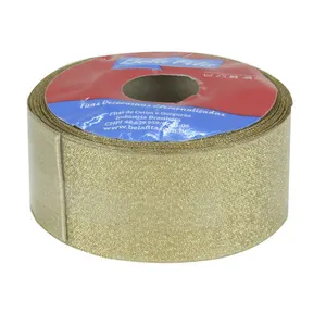 Fita de Cetim com Lurex 38mm 10m Bege Champagne