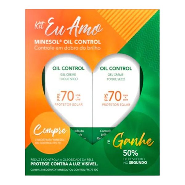 Kit Neostrata Protetor Solar Facial FPS 70 Minesol Oil Control 2 Unidades de 40g