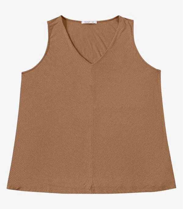 Regata Feminina Plus Size Secret Glam Marrom G4