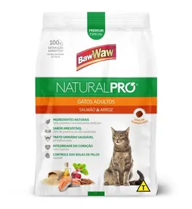 Ração Baw Waw Natural Pró Gato Adulto Salmão e Arroz 1kg