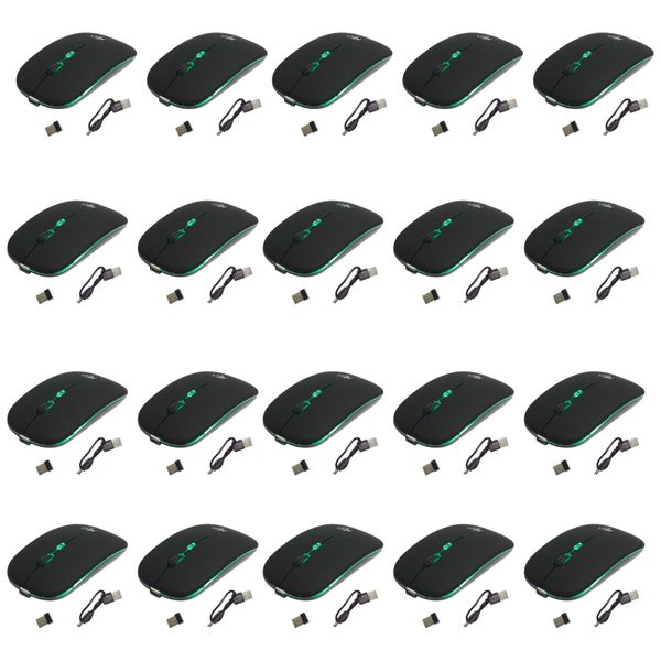 Kit 100 Mouses Sem Fio Recarregável Mega M185 com Led DPI Ajustável