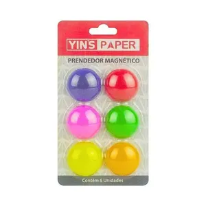 Botão Prendedor Magnético Yins Brasil Yin's Paper para Superfícies Metálicas 20MM Kit com 6 Cores Variadas Botão Prendedor Magnético Yins Brasil Yin's Paper 20MM Kit com 6 Unidades em 6 Cores Variadas