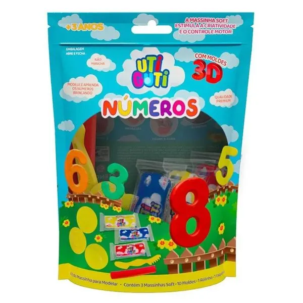 Kit Massinha de Modelar Soft Completo Uti Guti Números para Coordenação Motora e Criatividade Super Macia Soft Kit Massinha de Modelar Soft Completo Uti Guti Números para Coordenação Motora Super Macia Soft