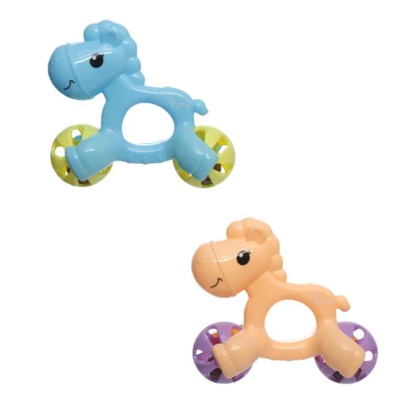 Chocalho Cavalinho Com Rodinha Sortido Plástico 11cm QB233 - Etitoys