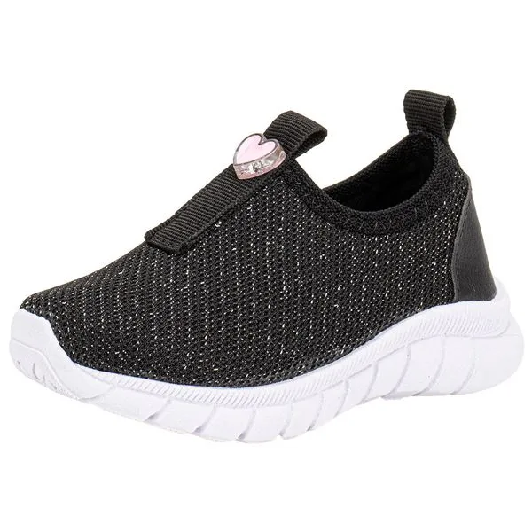 Tênis Infantil Feminino Slip On Nayarinha 448 PRETO 23