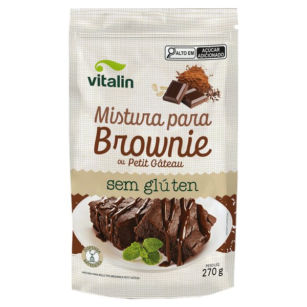Mistura para Bolo Brownie e Petit Gâteau sem Glúten Zero Lactose Vitalin 270g