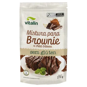 Mistura para Bolo Brownie e Petit Gâteau sem Glúten Zero Lactose Vitalin 270g