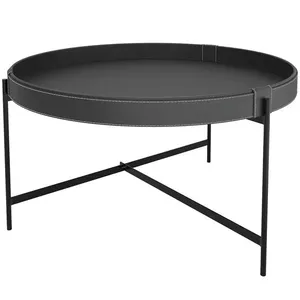 Mesa de Centro Decorativo Sala de Estar 70 cm Industrial Sintético Preto P06 Aura - Lyam