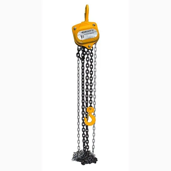 Talha de Corrente Manual MTC 1.0 Tonelada 3m para Elevação de Cargas Amarelo Menegotti Talha de Corrente Manual MTC 1.0 Tonelada 3m Amarelo para Içamento de Materiais Menegotti