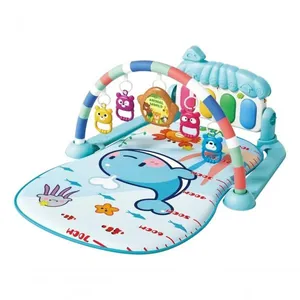 Tapete de Atividades para Bebê com Piano Interativo Musical Arco com Brinquedos Suspensos Azul Tapete de Atividades para Bebê Musical com Piano Interativo e Brinquedos Pendurados Azul