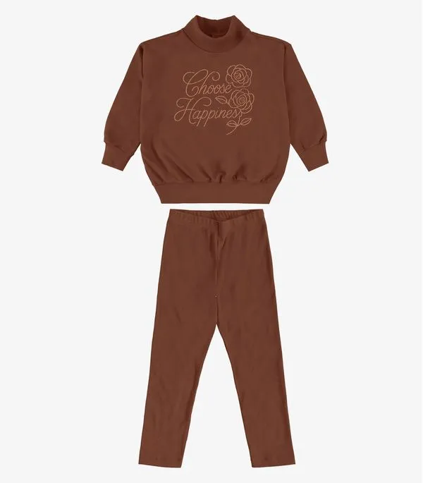 Conjunto Blusão com Legging Rovi Kids Marrom 14
