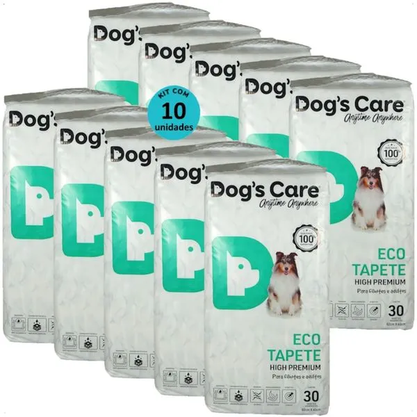 TAPETE HIGIÊNICO DOG´S CARE ECO HIGH PREMIUM 30 UN 82X60 CM KIT COM 10