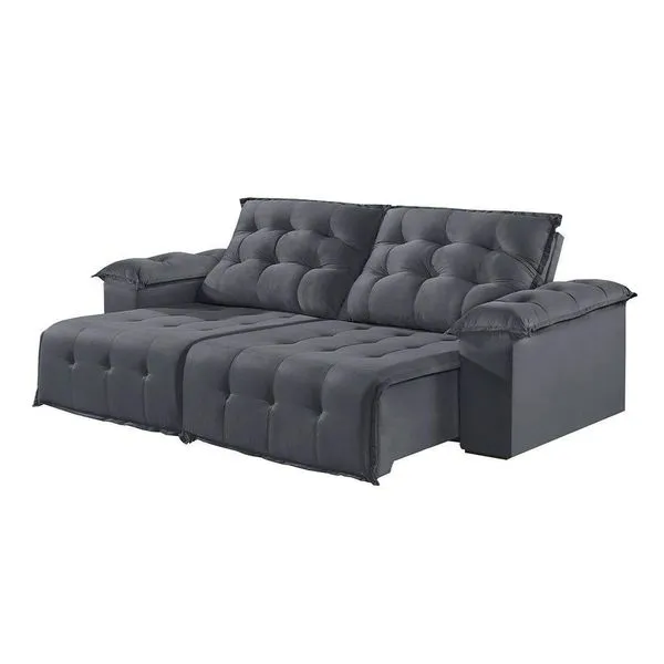 Sofá 4 Lugares Retrátil E Reclinável Martins M-170 Veludo Grafite